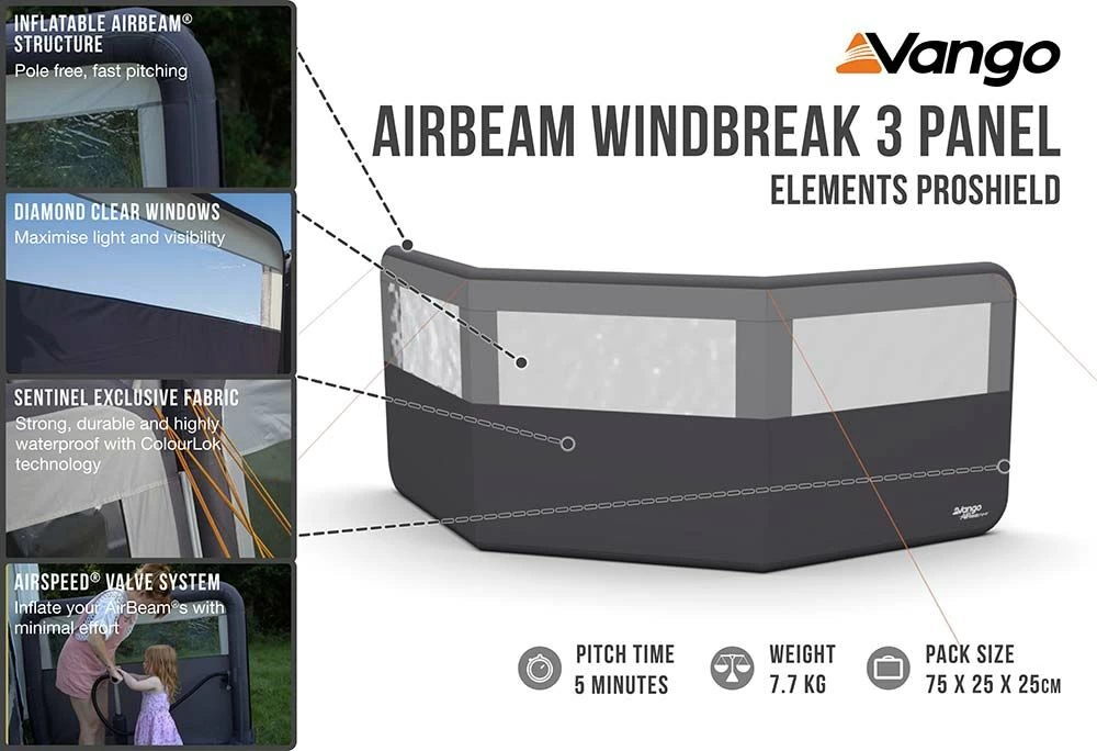 Vango Airbeam Windbreak 3 Panel (Elements Proshield) - Image 3